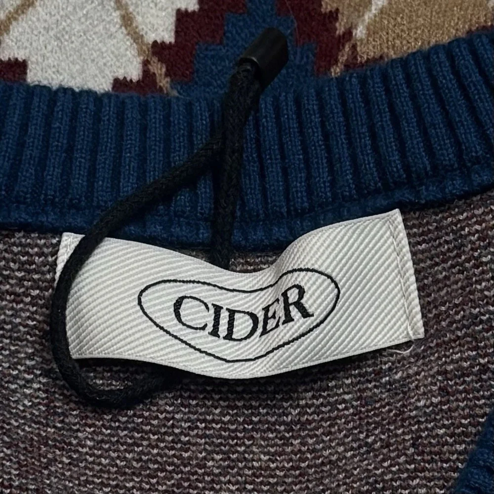 NWOT Cider Sweater Vest Blue Argyle Print Academia Preppy Old Money‎ S/M